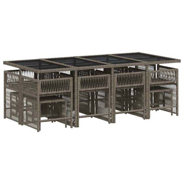 vidaXL 13 Parta Gar&eth;s&oacute;fasett me&eth; Sessum Gr&aacute;tt P&oacute;l&yacute;rattan