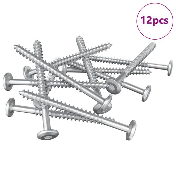 vidaXL Tr&eacute;stungur 12 pcs Silfur M6 x 70 mm St&aacute;l