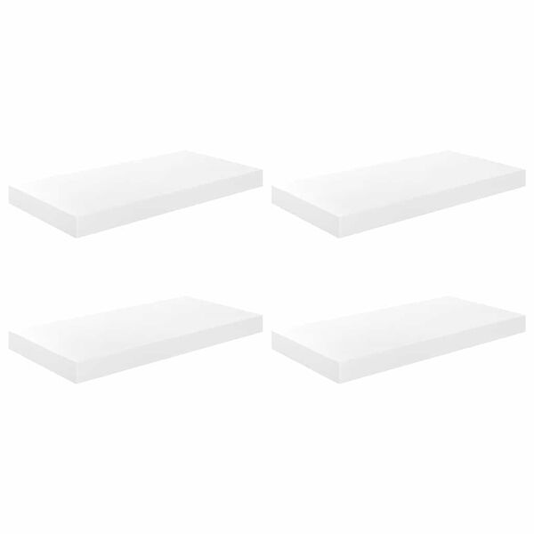 vidaXL Vegghengdar Hillur 4 stk. H&aacute;glans Hv&iacute;tar 50x23x3,8 cm MDF
