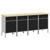 vidaXL Vinnusk&aacute;pur me&eth; sk&uacute;ffu 4 pcs Svartur og gr&aacute;r 200 x 55 x 85 cm