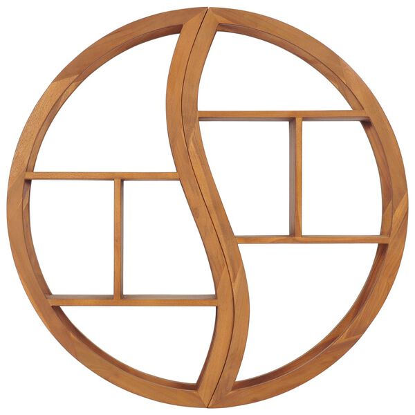 vidaXL Yin Yang Vegghilla 100x20x100 cm Gegnheill Tekkviður