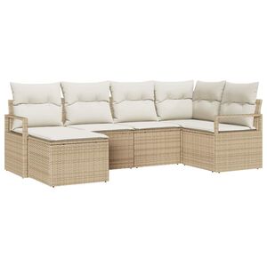 vidaXL S&oacute;fasett me&eth; p&uacute;&eth;i me&eth; geymslu 8 pcs Beige og krem p&oacute;l&yacute;rattan