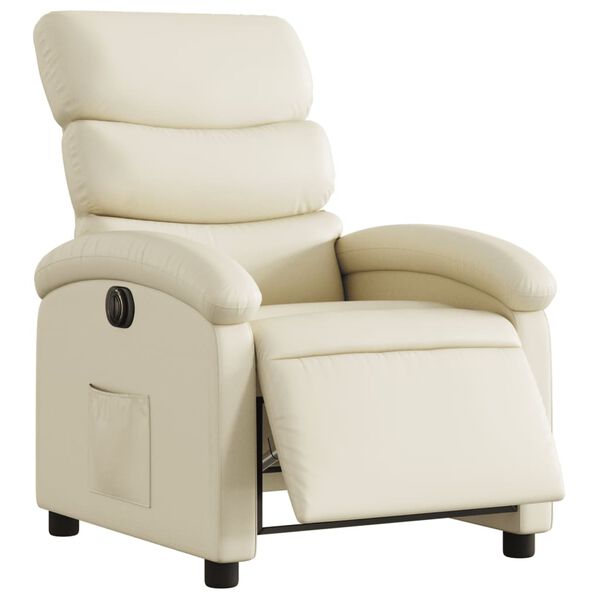 vidaXL Electric Recliner Chair Cream gervi leður