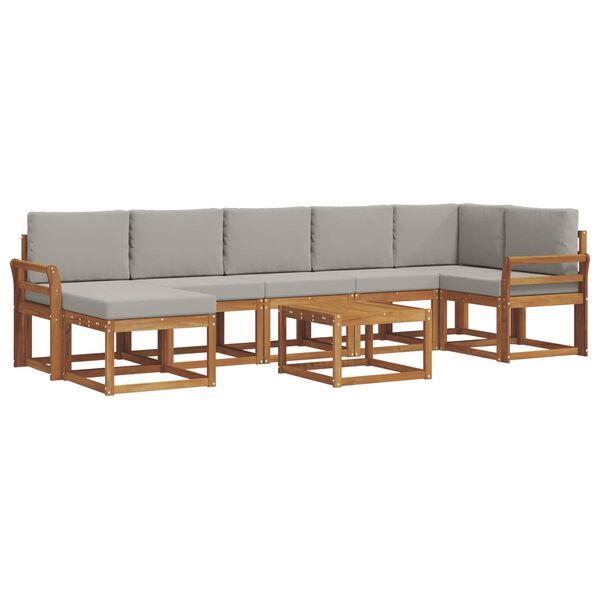 vidaXL &Uacute;ti s&oacute;fasett me&eth; p&uacute;&eth;i 8 pcs N&aacute;tt&uacute;rulegt og Lj&oacute;st Gr&aacute;tt