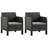 vidaXL Gar&eth;st&oacute;lar me&eth; Sessum 2 pcs PP P&oacute;l&yacute;rattan Reykgr&aacute;r