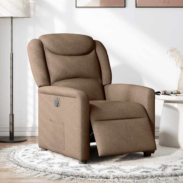 vidaXL Electric Recliner st&oacute;ll Br&uacute;nt efni