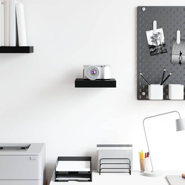 vidaXL Floating Wall Shelf High Gloss Black 23x23,5x3,8 cm MDF