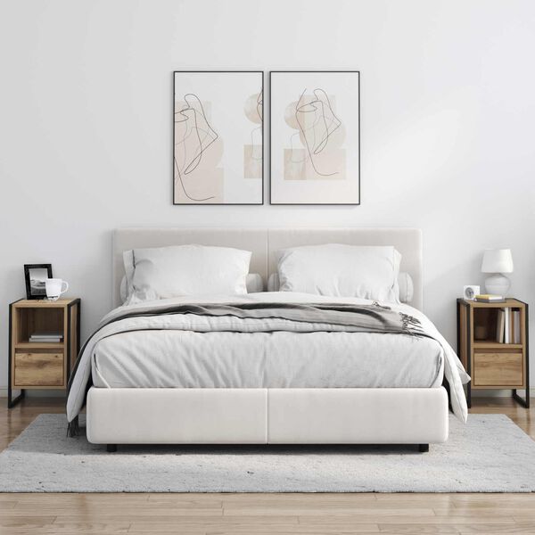 vidaXL N&aacute;ttbor&eth; 2 pcs Listama&eth;ur Eik 39,5 x 30 x 50 cm Samsettur vi&eth;ur