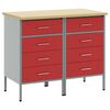 vidaXL Vinnusk&aacute;pur me&eth; sk&uacute;ffu 2 pcs Rau&eth;ur og Gr&aacute;r 100 x 55 x 85 cm