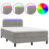 vidaXL H&oacute;lfa&eth; Springr&uacute;m me&eth; D&yacute;nu&LED Lj&oacute;sgr&aacute;tt 120x200cm Flauel