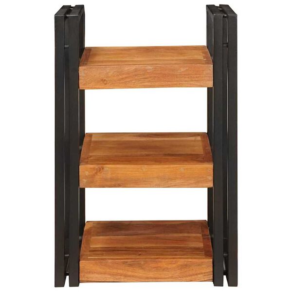 vidaXL N&aacute;ttbor&eth; Br&uacute;nn og svartur 38 x 33 x 58 cm Solid Wood Acacia