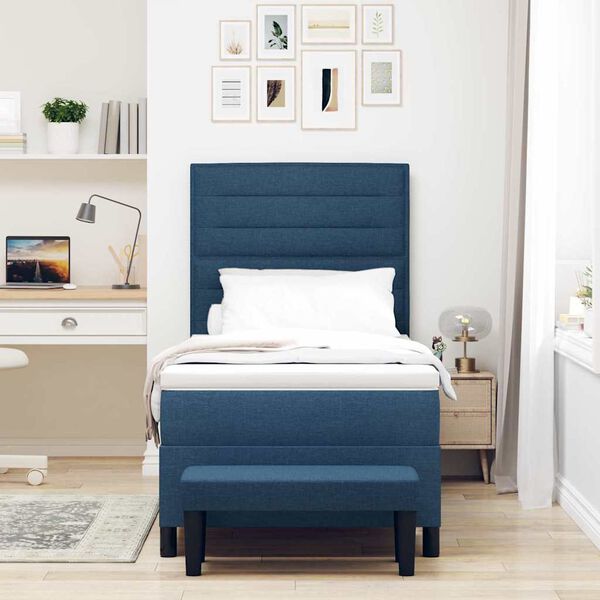 vidaXL Kassi vorinn r&uacute;m me&eth; d&yacute;nu me&eth; h&ouml;fu&eth;gafl Bl&aacute;r 100 x 200 cm d&uacute;kur