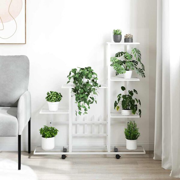 vidaXL Bl&oacute;mastandur &aacute; Hj&oacute;lum 94,5x25x92,5 cm Hv&iacute;tur M&aacute;lmur