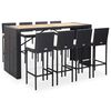 vidaXL 9 Stk Barsett Utandyra P&oacute;l&yacute;rattan og Akas&iacute;uvi&eth;ur Svart
