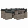 vidaXL Gar&eth;s&oacute;fa sett me&eth; geymslu me&eth; kodda 7 pcs Gr&aacute;r p&oacute;l&yacute;rattan