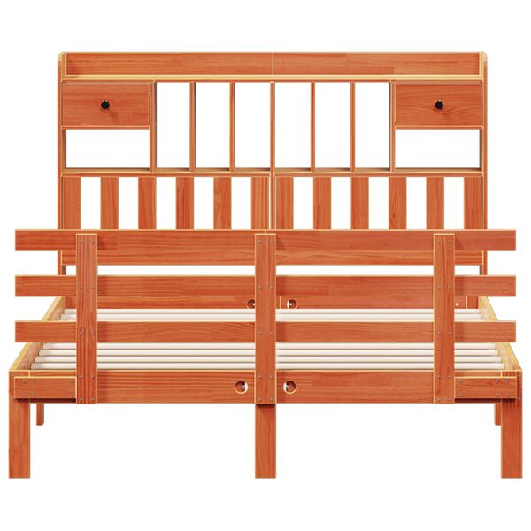 vidaXL R&uacute;mgrind me&eth; B&oacute;kahillu &aacute;n D&yacute;nu Vaxbr&uacute;nn 140x190cm Gegnheil Fura