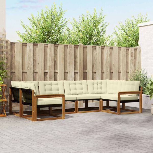 vidaXL &Uacute;ti s&oacute;fasett me&eth; p&uacute;&eth;i 6 pcs N&aacute;tt&uacute;rulegt og Krem