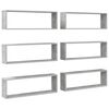 vidaXL Veggkubbahillur 6 stk. Steypugr&aacute;r 80x15x26,5 cm Samsettur Vi&eth;ur