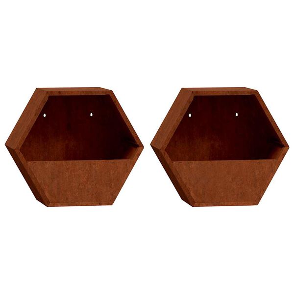 vidaXL Vegghengd Pl&ouml;ntuker 2 stk. Ry&eth;litur Corten St&aacute;l 46x10x40 cm