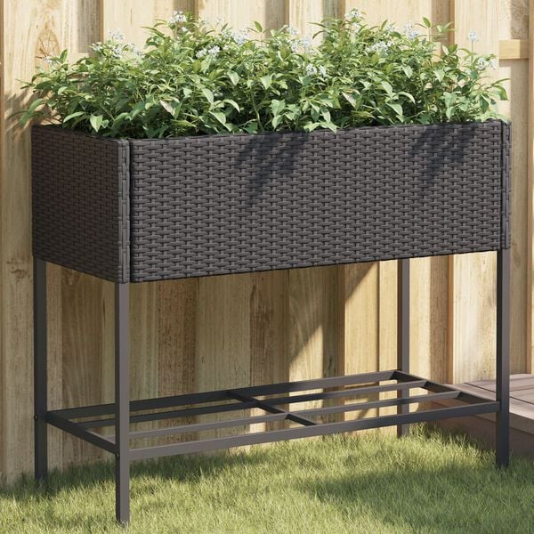 vidaXL Gr&oacute;&eth;urker me&eth; Hillu 2 stk 90x40x75 cm Svart P&oacute;l&yacute;rattan