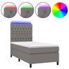 vidaXL H&oacute;lfa&eth; Springr&uacute;m me&eth; D&yacute;nu&LED D&ouml;kkgr&aacute;tt 90x190cm Tauefni