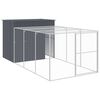 vidaXL Hundakofi me&eth; &Uacute;tisv&aelig;&eth;i Reykgr&aacute;r 214x457x181 cm Sinkh&uacute;&eth;a&eth; St&aacute;l