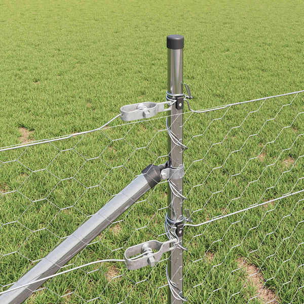 vidaXL Gir&eth;ing me&eth; st&ouml;ngum Silfur 0.5 x 50 m PVC-bori&eth; st&aacute;l