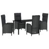vidaXL Gar&eth;ur bor&eth;sett me&eth; p&uacute;&eth;i 5 pcs Svartur p&oacute;l&yacute;rattan