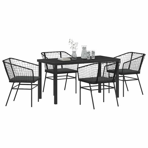 vidaXL Gar&eth;ur bor&eth;sett 5 pcs Svartur p&oacute;l&yacute;rattan