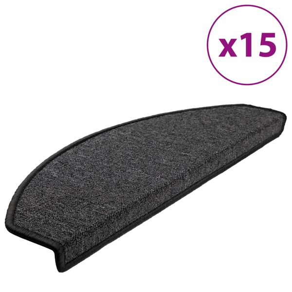 vidaXL Stigamottur 15 stk 65x24x4 cm antras&iacute;t h&aacute;lfhringlaga st&oacute;rar