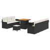 vidaXL Gar&eth;s&oacute;fa sett me&eth; p&uacute;&eth;i 10 pcs Svartur p&oacute;l&yacute;rattan