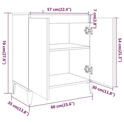 vidaXL Skenkur Grár Sonoma 60x35x70 cm Samsettur Viður