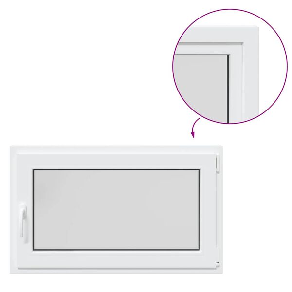 vidaXL kjallaragluggi „RISOR“ 100x60 cm halla- og snúningsgluggi DIN hægri hvítur