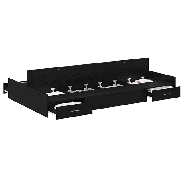 vidaXL Rúmgrind með geymslurými með höfuðgafl Svartur Eik 120 x 190 cm