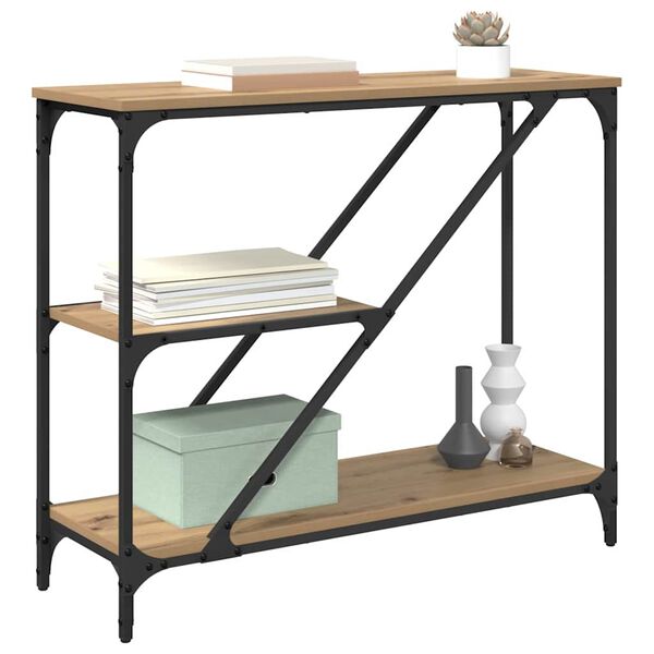 vidaXL Veggbor&eth; Artisan Eik 88,5 x 30 x 75 cm Samsettur vi&eth;ur