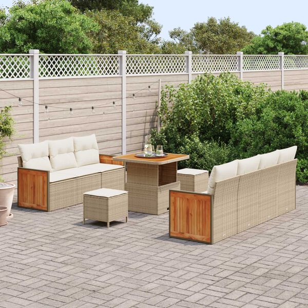 vidaXL Garðsófa sett 10 pcs Beige og krem 80 x 80 x 71 cm pólýrattan