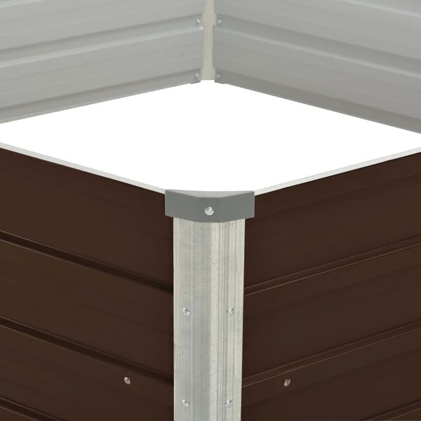 vidaXL Upphækkaður Ræktunarkassi Brúnn 129x129x46 cm Sinkhúðað Stál