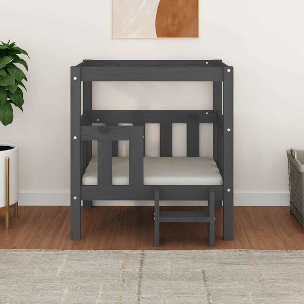 vidaXL Hundar&uacute;m Gr&aacute;tt 65,5x50,5x70 cm Gegnheil Fura