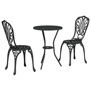 vidaXL Gar&eth; Bistro Set 3 pcs Svartur &Aacute;l