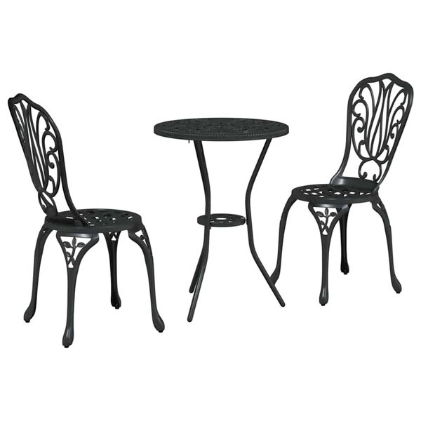 vidaXL Gar&eth; Bistro Set 3 pcs Svartur &Aacute;l