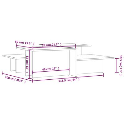 vidaXL Sófaborð 2 stk Háglans Grá Samsettur Viður