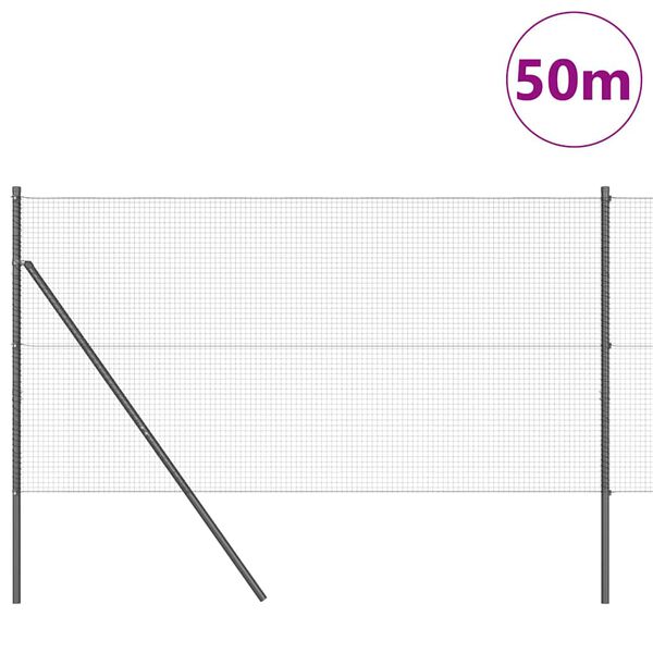 vidaXL Gir&eth;ingarp&oacute;stur Gr&aacute;r 50 x 1 m (19 x 19 mm net) St&aacute;l og PVC