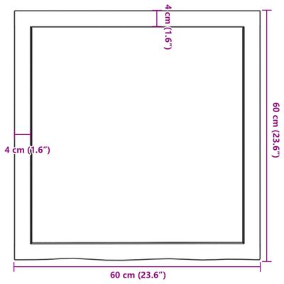 vidaXL Baðherbergisborðplata Ljósbrún 60x60x(2-4)cm Meðhöndlaður Viður