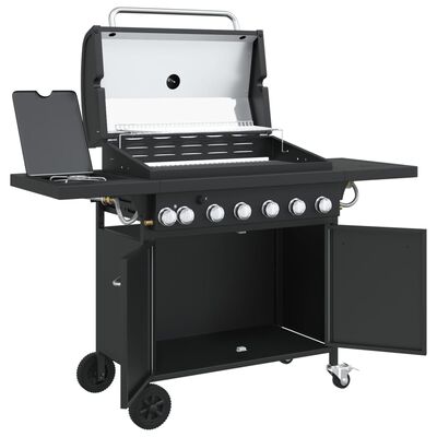 vidaXL Gasgrill með 7 Brennara Svartur Dufthúðuðu Stáli