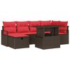 vidaXL Gar&eth;s&oacute;fa sett me&eth; p&uacute;&eth;i me&eth; geymslu 7 pcs Br&uacute;nn Poly rattan