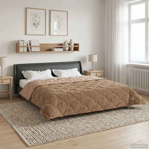 vidaXL Full &aacute;rs d&yacute;na M&oacute;gr&aacute;r 200 x 240 cm Microfiber og Teddy f&oacute;&eth;ri&eth;