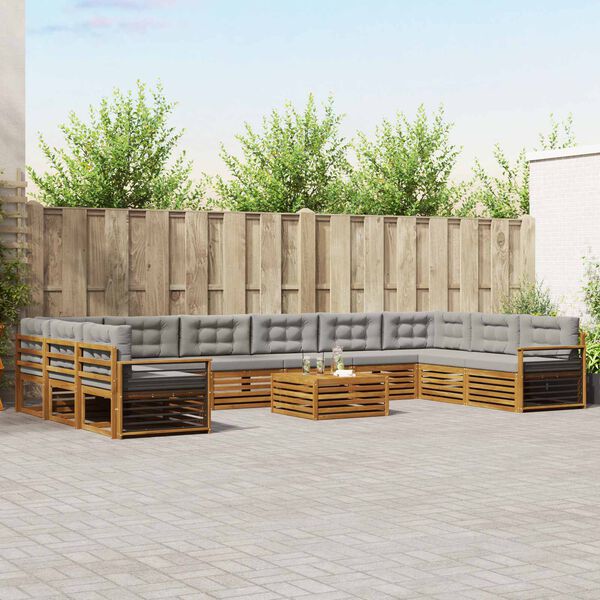 vidaXL S&oacute;fasett 11 pcs N&aacute;tt&uacute;rulegt og Lj&oacute;st Gr&aacute;tt Hrein akas&iacute;utr&eacute;