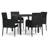 vidaXL 5 Hluta Gar&eth;bor&eth;stofusett me&eth; Sessum Svart P&oacute;l&yacute;rattan