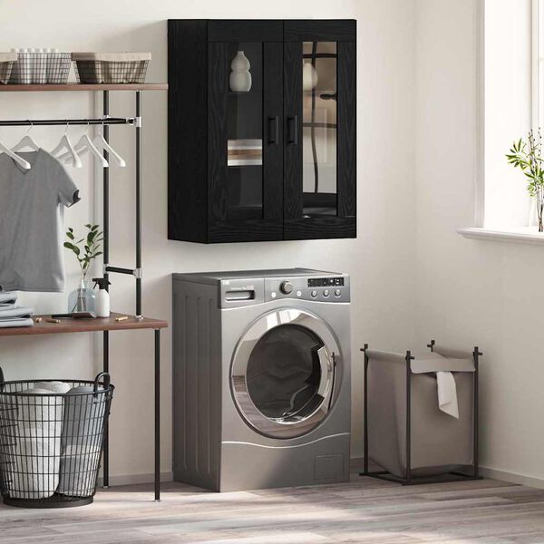 vidaXL Vi&eth;beinteyfla Svartur Eik 69,5 x 34 x 90 cm Samsettur vi&eth;ur