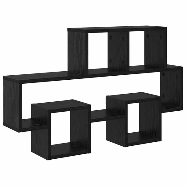 vidaXL Vegghylla með hillu Svört eik 82 x 15 x 51 cm Samsettur viður
